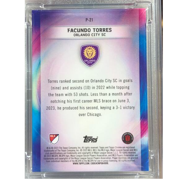 2023 Topps Chrome MLS Pearlers #P-21 Facundo Torres PSA 9 Mint Orlando City - Picture 5 of 5